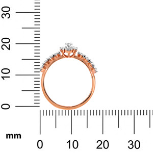 Exquisito Anillo de Compromiso de Oro Rosa de 14K con Diamantes, Delicado Motivo Floral con Diamantes Pavé Brillantes, Aura de Realeza - Product Image 6