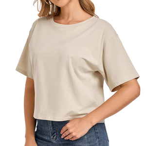 Fabricant d'usine de t-shirts courts pour femmes de haute qualité et écologiques, services OEM et ODM, t-shirts courts pour femmes coupe ample - Product Image 6