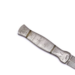 Cuchillo Skinner Burraq Hecho a Mano con Acero de Damasco de 9 Pulgadas, Mango de Acero de Damasco de 2 mm de Grosor, Funda de Cuero para Uso en Exteriores - Product Image 3