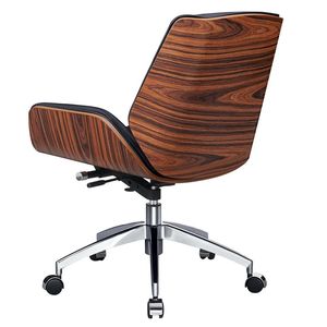 Sedia da ufficio ergonomica in vera pelle con schienale basso sedile senza braccioli per riunioni - Product Image 4