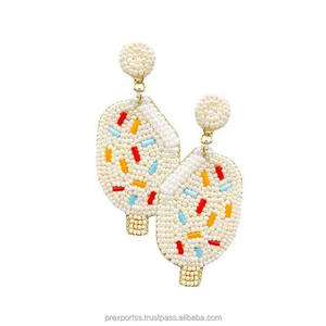 2025 alta moda al por mayor hecho a mano semilla cuenta pendiente moda multicolor helado pendientes joyería para mujeres pendientes - Product Image 1