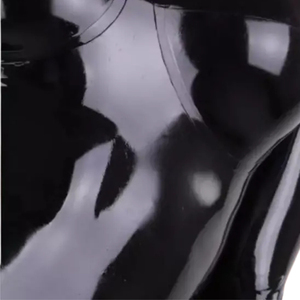 Mono largo de mujer negro con revestimiento de PU, cintura alta, manga larga, cuello alto, sexy, para discoteca, elástico, ajustado al cuerpo - Product Image 3