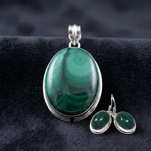Gorgeous Malachite Sterling Silver Jewelry Set With Elegant Pendant Earrings Pretty Multicolor Gemstone Design For Women - Product Image 5