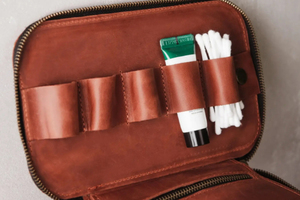 Leather Cosmetic <b>Case</b> Medium Size Vintage Style Zipper Closure Durable Travel Toiletries <b>Organizer</b> - Product Image 5