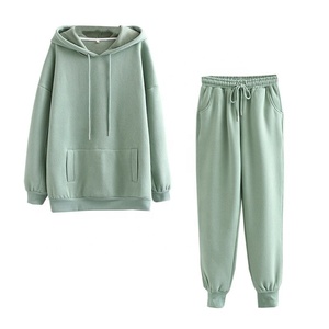 Conjunto de Sudadera con Capucha y Pantalones Deportivos Extra Grandes Negros Personalizados para Mujer, Traje Deportivo de Dos Piezas de Felpa, Sudadera con Capucha Informal - Product Image 5