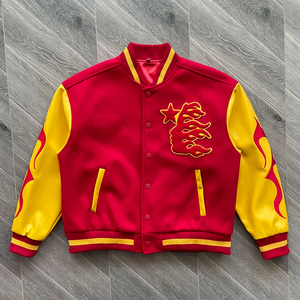 OEM Custom Logo Letterman Baseball Varsity Jackets Leather Sleeve Tiger Stitch Casual Street Wear Men Waterproof Windproof - Product Image 1