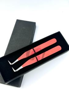 Nouvelles pinces à cils japonaises en acier inoxydable anti-magnétique, à 90 degrés, volume boot, couleur mandarine, à dents de 10 mm, personnalisables - Product Image 5