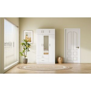 Armadio a specchio 3 porte a 2 cassetti con armadio superiore - Product Image 6