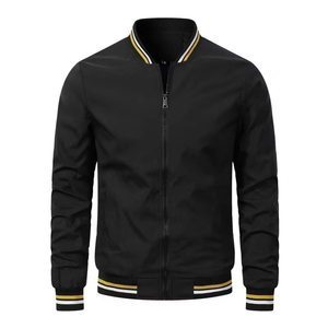 Chaqueta Bomber Gris para Hombre, Casual, con Cierre Frontal, Color Sólido, Cuello Camisero, Poliéster, para Otoño - Product Image 3