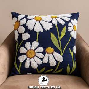 Floral Handmade Indian Cotton Luxury Woven Tufted <b>Sofa</b> Cushion <b>Cover</b> Household Pillow Cases Eco-Friendly Custom OEM Wholesale - Product Image 1