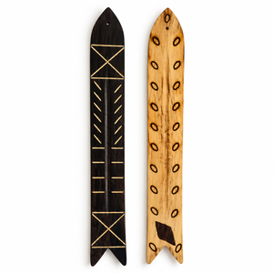 DECORYUG Ensemble de porte-encens en bois d'acacia fait main, 3 brûleurs décoratifs à incrustations de os, style japonais/tibétain/chinois - Product Image 2