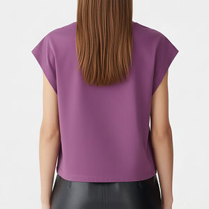 T-shirt pour femme en coton 100% personnalisé OEM/ODM, couleurs personnalisées, appliques, logo imprimé sur mesure, léger, décontracté, été - Product Image 2