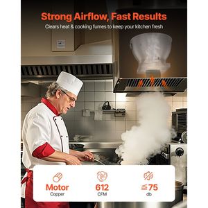 Ventilatore da Cucina Commerciale 612 CFM, Cappa Aspirante per Ristoranti 0.25HP 180W a Trasmissione Diretta per Ventilazione Food Truck - Product Image 4