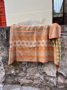 Bohemian Vintage Block Print Cotton Kantha <b>Quilt</b> Reversible Handmade Bed Cover <b>Throw</b> Blanket - Product Image 2