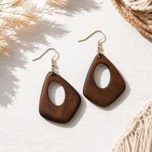 Pendientes de Madera Hechos a Mano, Joyería Natural de Moda, Accesorios Ligeros para Mujer, para Boutique y Venta al por Mayor de Artículos de Joyería - Product Image 1