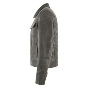 Chaqueta de Cuero Estilo Trucker para Hombre, Color Gris, Cuero de Búfalo Vintage, Chaqueta de Cuero Genuino Desgastado, Fabricante OEM ODM, Venta al Por Mayor, Marca Privada - Product Image 2