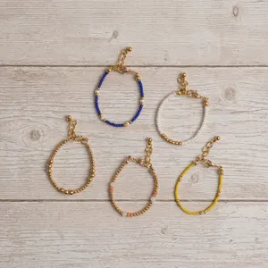 Bracelet de perles jaunes Miyuki avec fermoir mousqueton plaqué argent et rallonge de chaîne, bijoux de style décontracté unisexe pour femmes et filles - Product Image 3