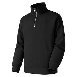 Pull en maille noir pour homme, col montant, coupe droite, couleur unie, décontracté, automne, polyester/coton 220g - Product Image 6