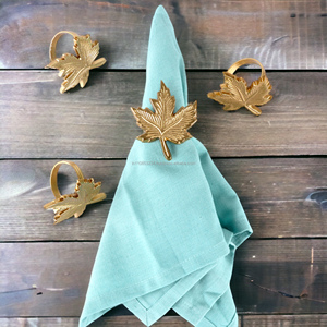 Luxury Gold Leaf-Shaped Napkin Rings <b>Wood</b> <b>Circle</b> Napkin Buckles for Parties Bulk Wholesale Table Decoration - Product Image 6