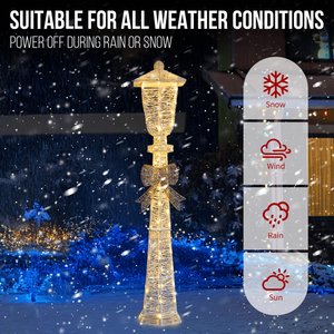 Lampione Natalizio da Esterno Pre-Illuminato 5FT con Fiocco, 110 Luci LED Bianco Caldo, Decorazioni Natalizie, Luci a Colonna per Natale - Product Image 4