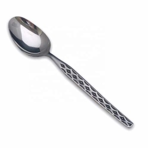 Juego de cuchara de servidor de ensalada con diseño de círculo cuadrado moderno, venta al por mayor, mango portátil de acero inoxidable, juego de servidor de cuchara de Metal de aspecto real - Product Image 1