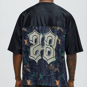 Camiseta de manga corta con cuello en V para hombre, estilo fútbol americano, de algodón pesado 220, con panel gráfico de aplique del número 23, estilo urbano, OEM - Product Image 3