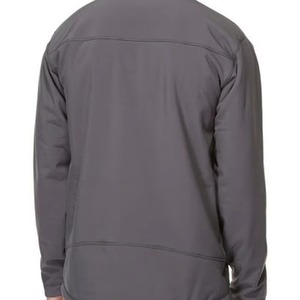 Men's Gray Soft Shell <b>Jacket</b> Zip Fly Stand Collar Windproof Regular Fit Outdoor Wear Polyester Material Autumn Season - Product Image 4
