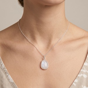 Natural <b>Rainbow</b> Moonstone Pendant 925 Sterling Silver Handmade White Gemstone Pendant Minimalist Jewelry Gift Women - Product Image 4