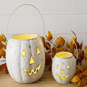 Smiling Jack O <b>Lantern</b> Bucket Set of 2 Halloween Decoration Pumpkin <b>Lanterns</b> - Product Image 1