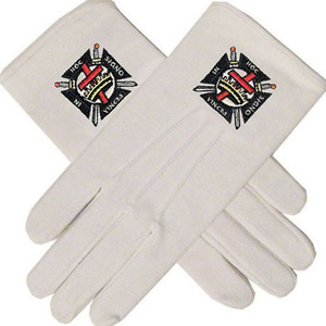 Guantes Masónicos de Algodón Blanco con Símbolo de Compás Cuadrado Bordado en Oro, Largos hasta el Codo, Duraderos, Estilo a Cuadros, Transpirables para Exteriores - Product Image 3
