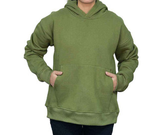 ซื้อเลย เสื้อฮู้ดดี้ผ้าฟลีซสีเขียวมะกอกสำหรับผู้หญิง ผลิตจากผ้าฝ้ายผสมโพลีเอสเตอร์ รับผลิตแบบ OEM ODM จากผู้ผลิตและผู้จัดจำหน่าย - Product Image 1