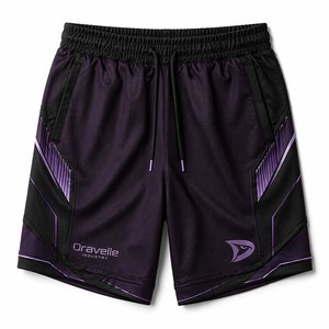 Shorts de Gaming Cyberpunk Tactique Aubergine Premium Personnalisés en Maille Sublimée pour Esports – Violet et Noir, Inspirés du Gaming - Product Image 2