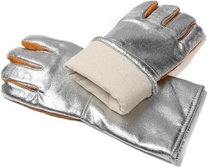 Guantes Premium STALWART IMPEX con Protección Radiante y Palma de Cuero Dividido Aluminizado para Costura, Resistentes a Altas Temperaturas, con Puño de Seguridad - Product Image 5