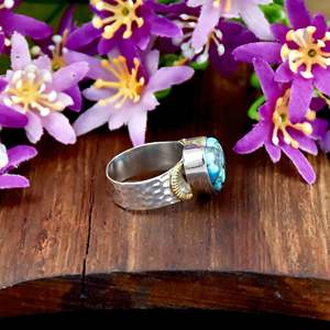 Bague en argent sterling 925 avec pierre précieuse naturelle turquoise bleue en forme de cœur, style bohème, bijoux fins faits à la main pour les fêtes - Product Image 5