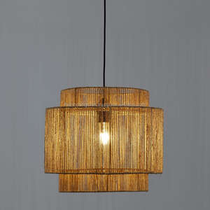 Lustre artisanal en rotin et osier du Vietnam, style rustique, traditionnel, moderne, européen, français, abat-jour personnalisables - Product Image 2