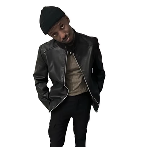 Men Black <b>Leather</b> <b>Biker</b> <b>Jacket</b> Full Sleeve Windproof Autumn Motorcycle Street Wear Style - Product Image 5