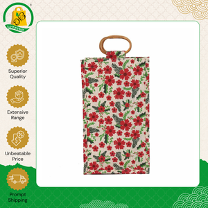 Bolsa de yute de la mejor calidad para dos botellas, resistente y fácil de transportar, con un bonito motivo impreso y asa de caña, hecha para fiestas navideñas, procedente de la India. - Product Image 5