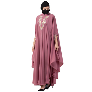 Wholesale Plus Size Ladies <b>Islamic</b> <b>Clothing</b> Breathable Lightweight Long Dresses Customized Embroidery Muslim Abaya Custom Logo - Product Image 3
