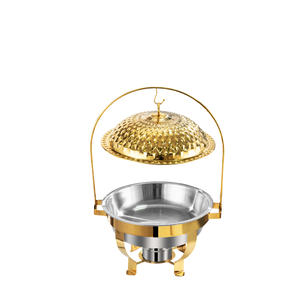 Factory Stock Household Round Stainless Steel 8L Chaffing <b>Dish</b> Buffet Food Warmer Gold Luxury <b>Chefing</b> <b>Dish</b> - Product Image 6