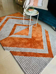 Tapis Kashan Turquoise Fait Main au Crochet, en Laine/Soie Premium, Poil Moyen, Dos en Latex, Écologique, Motif Géométrique Persan, 1 Pièce - Product Image 3