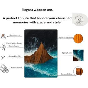 Urna funeraria de madera hecha a mano: Arte en resina de montaña y océano para cenizas humanas, tamaño mediano 9x5.5 pulgadas, caja para urna. - Product Image 6