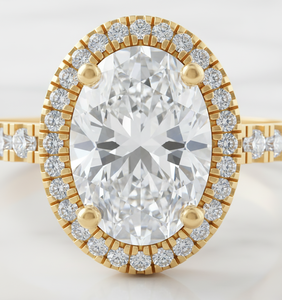 Anillo de Compromiso con Diamante Ovalado de 2 Quilates Cultivado en Laboratorio, Oro Sólido de 10K, Banda Pavé, Moderno para Mujer, Fiesta, Boda, Aniversario - Product Image 2