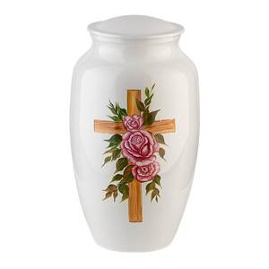 Metal Urn for Human Ashes Adult Size - Aluminum Cremation Urn with Lid - Polished <b>Memorial</b> <b>Vase</b> for Funeral - Product Image 1
