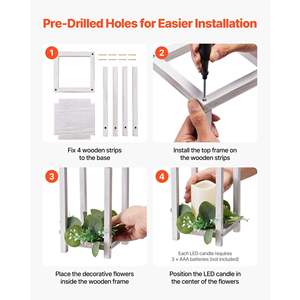 12 Set/36 Pcs Farmhouse <b>Decor</b> Wooden <b>Wedding</b> Lantern <b>Centerpiece</b> Includes 12 Lantern Candle Holders 12 Flameless LED <b>Table</b> - Product Image 5