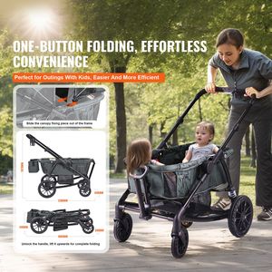 Passeggino Carrozzina Pieghevole a 2 Posti per Ogni Terreno con Tettuccio e Organizer per Genitori - Product Image 2