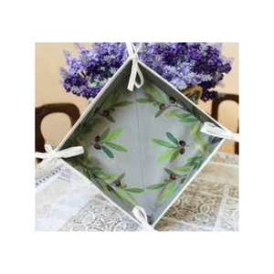 Boho Chic Olives Avec Feuilles 100% Coton Panier Brodé À La Main Avec Tissage Texturé Conçu Pour Un Usage Quotidien Panier De Service - Product Image 1