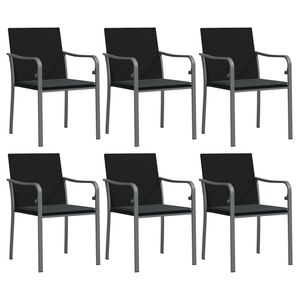 Ensemble de 6 chaises de jardin en acier durable et en rotin PE noir, meubles d'extérieur grands et élégants - Product Image 2