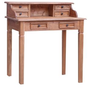 Bureau d'ordinateur en bois d'acajou massif brun moyen chaud - Product Image 1