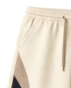 Men Beige Color Block Jersey Shorts Casual Summer Cotton Polyester Drawstring <b>Elastic</b> Waist Gym Sports Shorts Wear OEM Supplier - Product Image 5