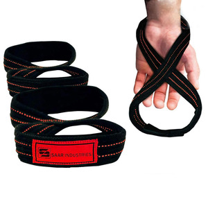 Figure 8 Heavy Duty Powerlifting Straps Professional Cotton Wrist Support for Deadlifts <b>Strength</b> <b>Training</b> Gear - Product Image 5